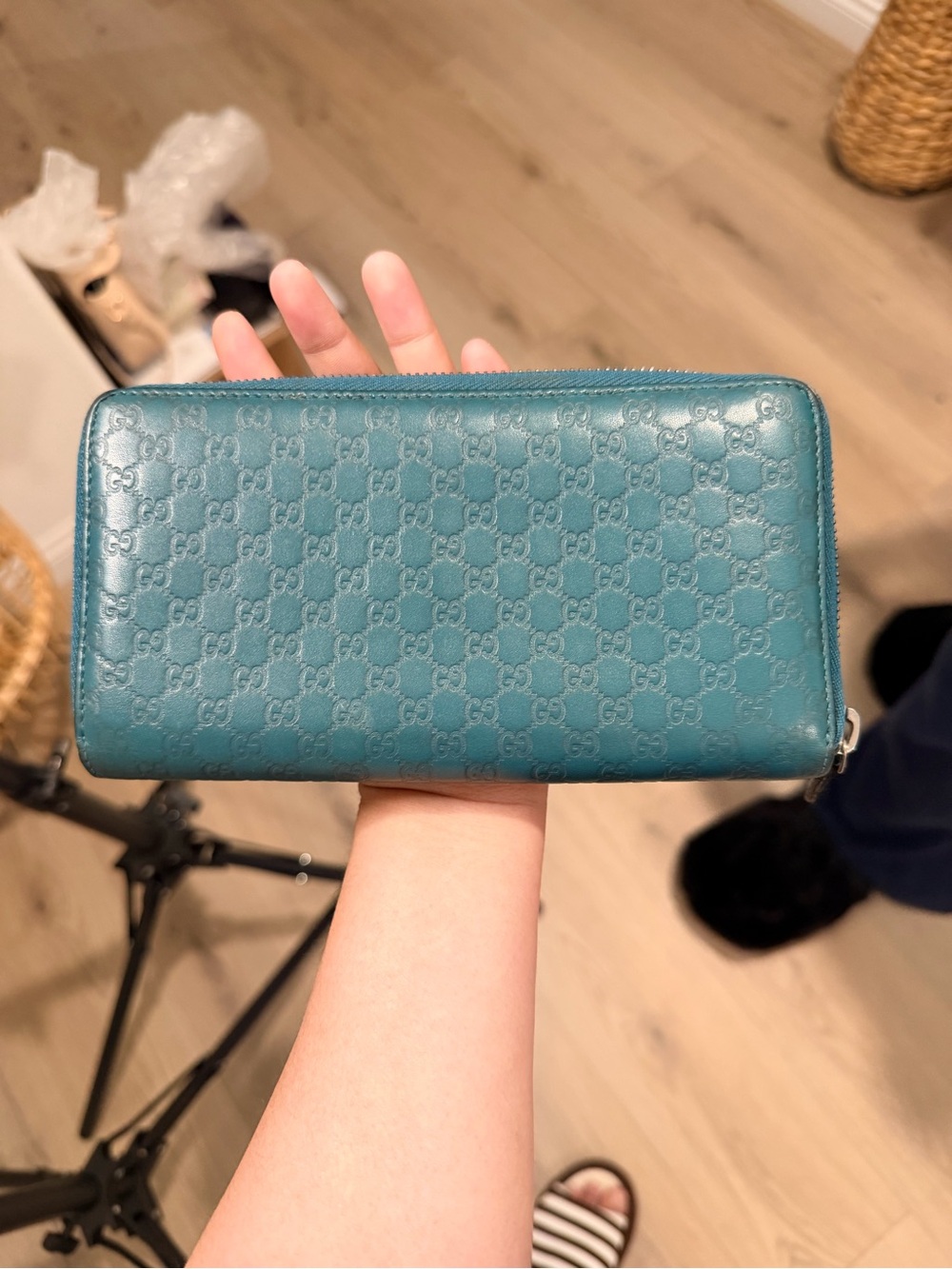 Gucci Teal Zip-Around Continental Wallet